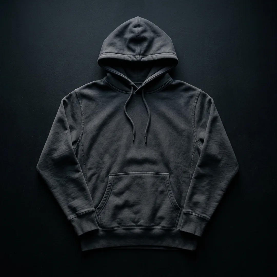 Fabric detail — heavyweight hoodie flat lay
